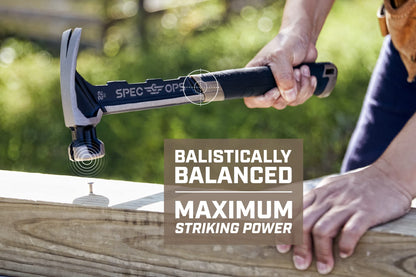Spec Ops Tools Framing Hammer for Carpentry & Demolition, Magnetic Nail Holder, Rip Claw, Milled Face 22 Oz