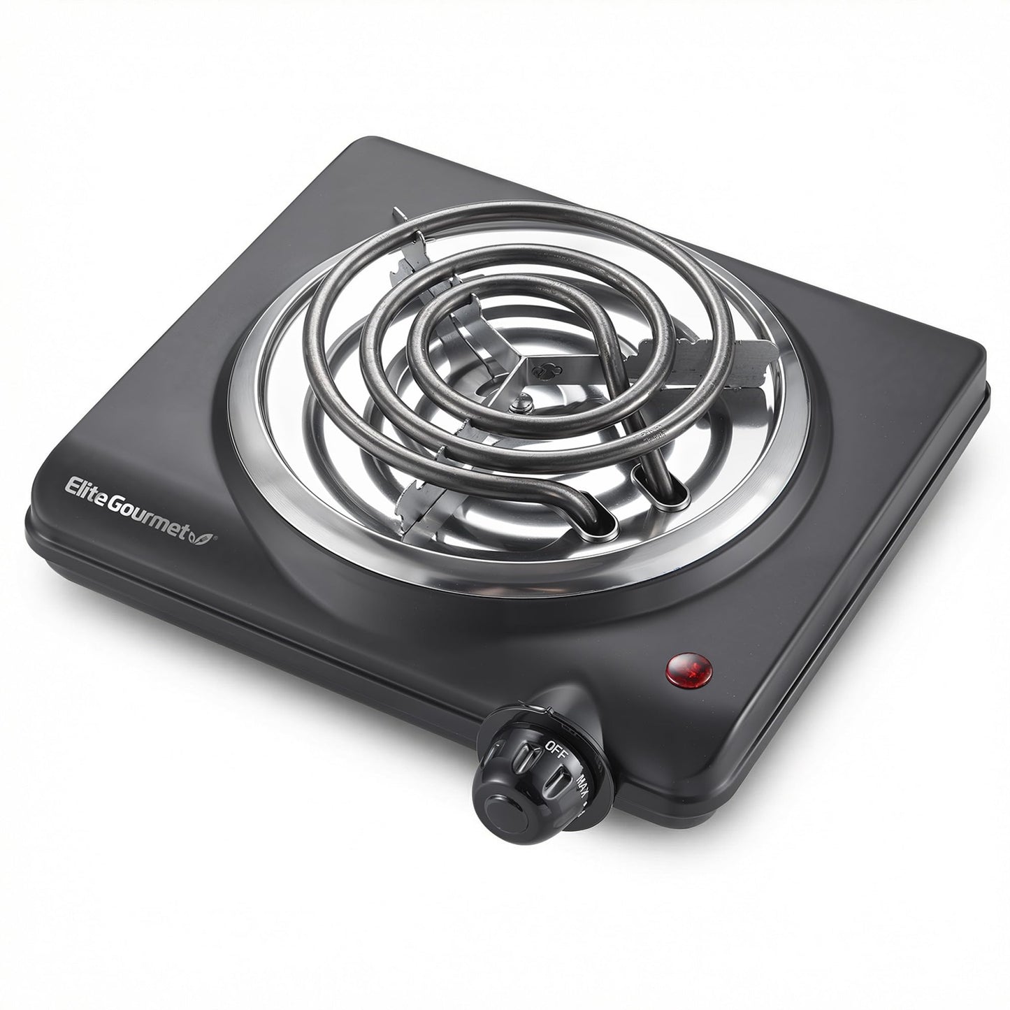 Elite Gourmet EDB-302BF# Countertop Double Cast Iron Burner, 1500 Watts Electric Hot Plate, Temperature Controls, Power Indicator Lights, Easy to Clean, Black