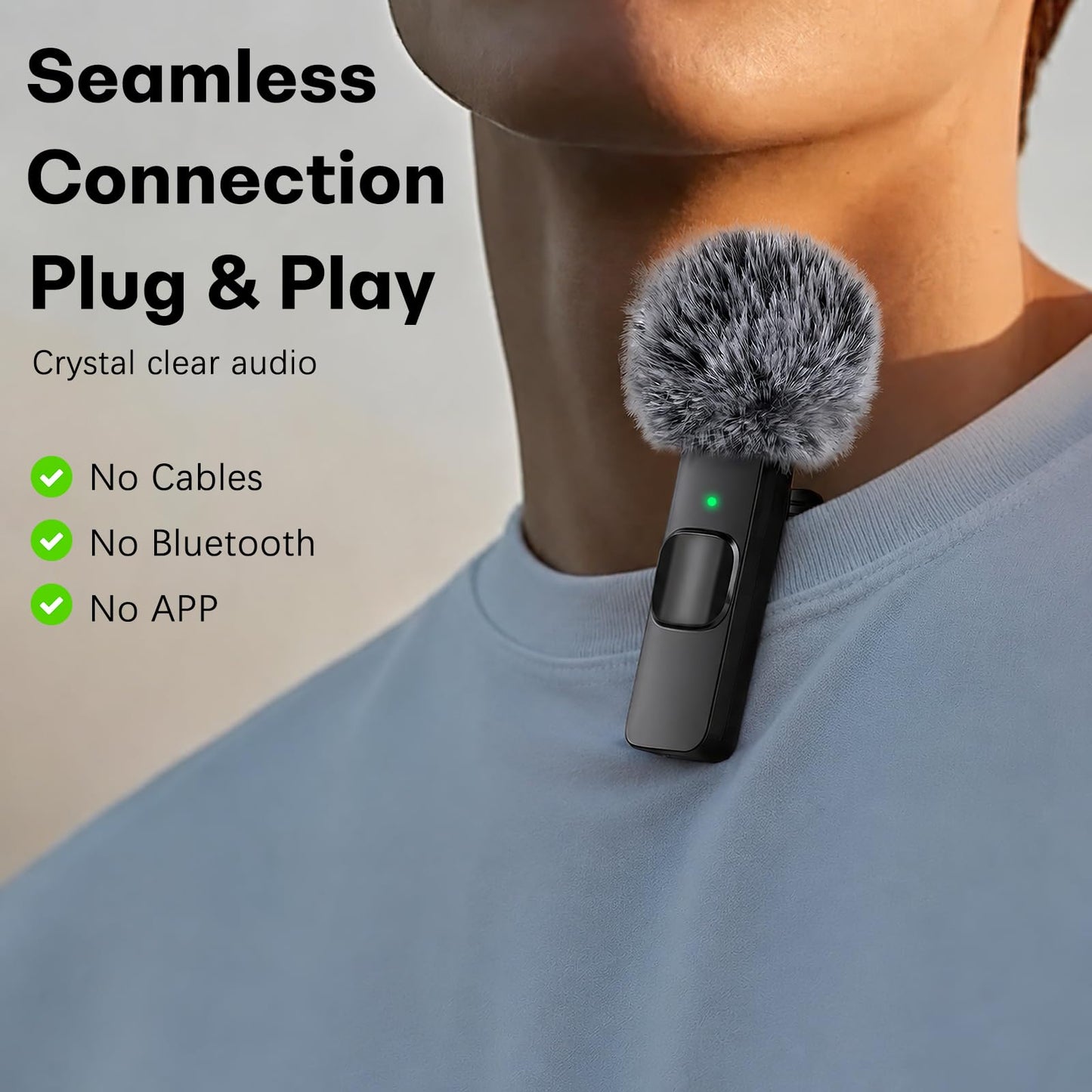 MAYBESTA Wireless Mini Microphone for iPhone, Android Phone - 2 Pack Lavalier Lapel Mic for Audio Video Recording - Clip on Content Creator Microphones for YouTube Tiktok Podcast Vlogging
