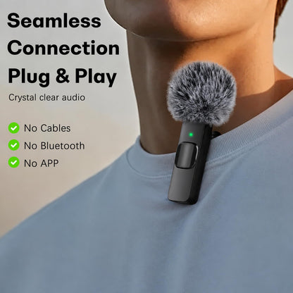 MAYBESTA Wireless Mini Microphone for iPhone, Android Phone - 2 Pack Lavalier Lapel Mic for Audio Video Recording - Clip on Content Creator Microphones for YouTube Tiktok Podcast Vlogging