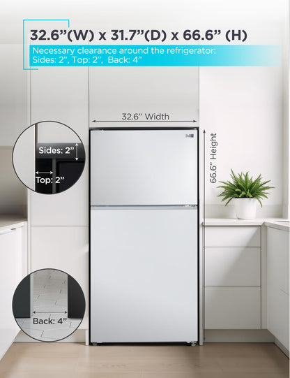 BLACK+DECKER 16.4 Cu. Ft. Top Mount Refrigerator with Freezer, 2 Door Refrigerator with Top Freezer and Separate Temperature Controls, Auto Defrost, BR1640KW, White