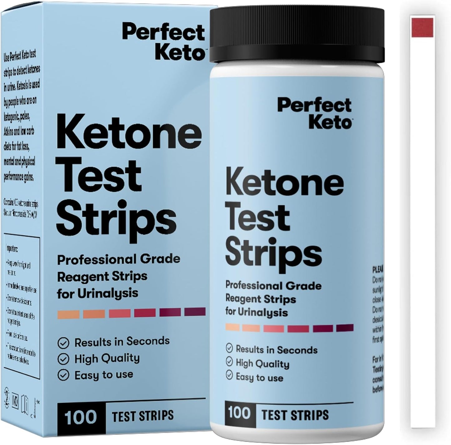Perfect Keto Ketone Bundle — Exogenous Ketones Powder (Chocolate, 8.57 oz) + 100 ct Urine Ketone Test Strips — Keto Support & Monitoring Kit for Low Carb/Ketogenic Diets