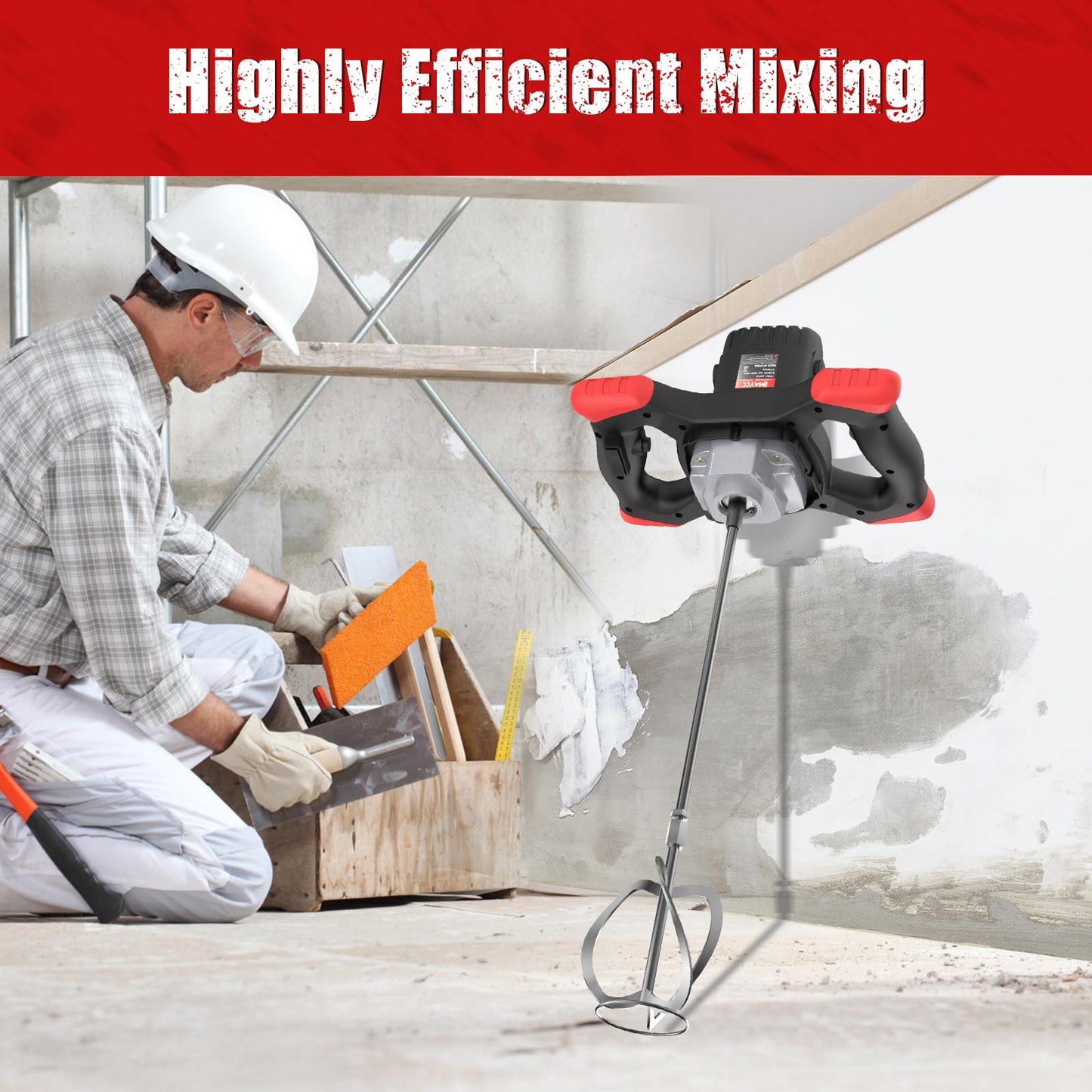 IMAYCC Handheld Cement Mixer, Portable Concrete Mixer,110V 6 Speed Mixing Drill, 2100W Drill Mixer for mud,Motar,Paint, Grout, Plaster,Thinset etc.
