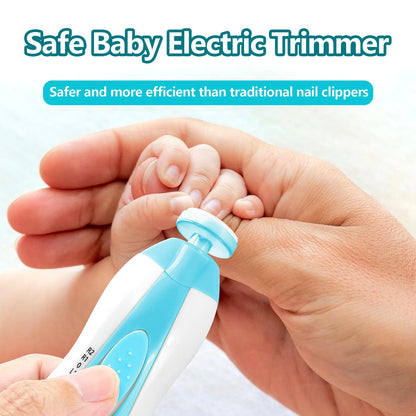 Electric Nail File Drill for Baby No Sharp Claws Hurt, 6 in 1 Safety Cutter Trimmer Clipper for Toes and Fingers (Blue)