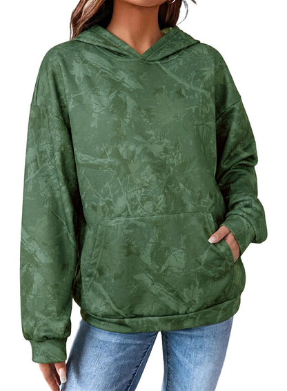 Dokotoo Hoodies for Women Long Sleeve Maple Leaf Fleece Camo Hoodie Oversized Camouflage Casual Sweatshirt Hooded Tops
