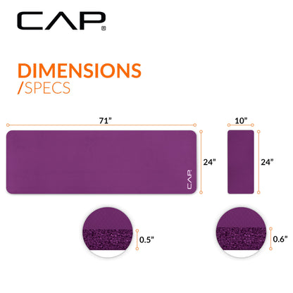 CAP Barbell 1/2-Inch High Density Exercise Yoga Mat with Strap | Multiple Options