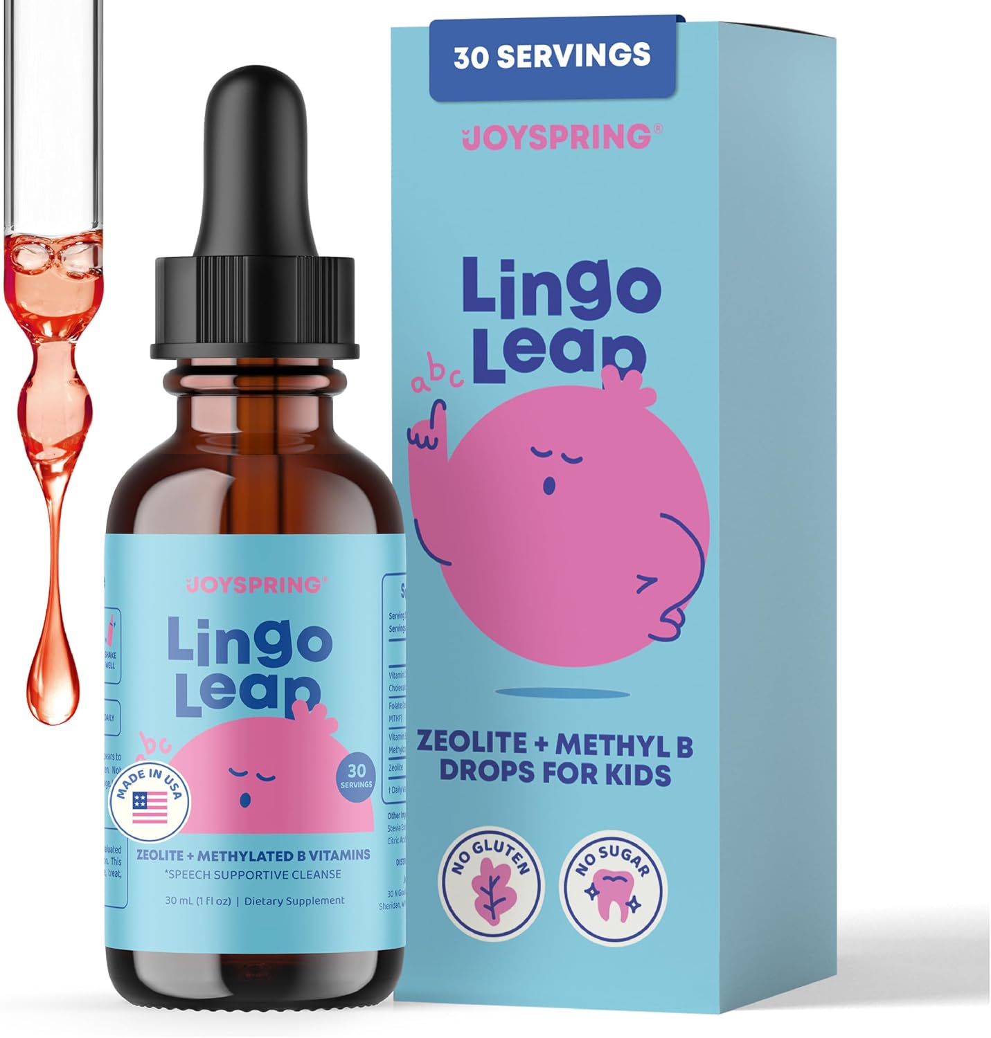 JoySpring Saffron Pixie Sticks & LingoLeap B9 Methylated B Vitamin Drops for Kids