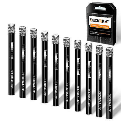 7 Piece Diamond Drill Bits Set, Core Drill Bits for Hard Materials - Tiles Ceramics Glass Stones – Built in Coolant, Fast Dry Drilling - Sizes 3/16" 1/4" 5/16" 3/8" 1/2" - Round Shank, Storage Case