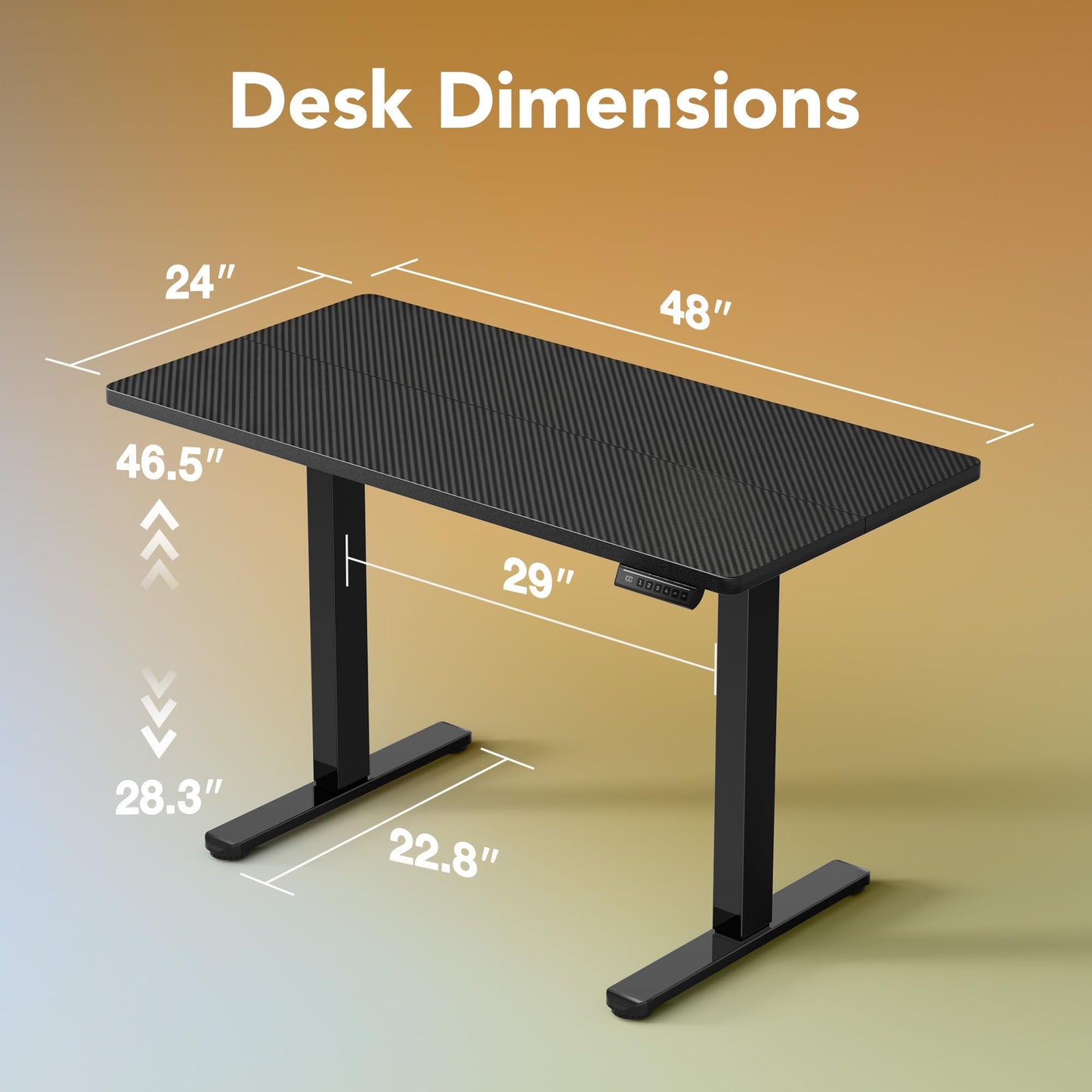 HUANUO 32" Small Electric Standing Desk Adjustable Height, 4 Memory Height Settings, Sit Stand Up Desk for Home Office & Computer Workstation, LightWalnut