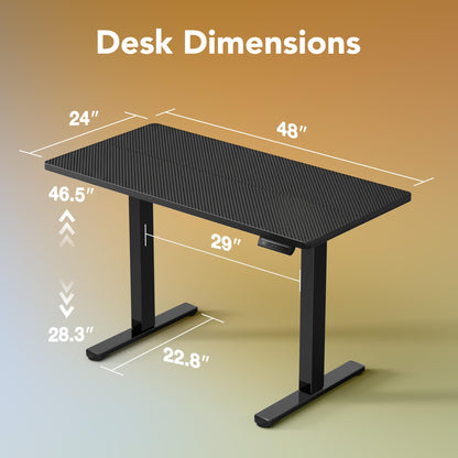HUANUO 32" Small Electric Standing Desk Adjustable Height, 4 Memory Height Settings, Sit Stand Up Desk for Home Office & Computer Workstation, LightWalnut