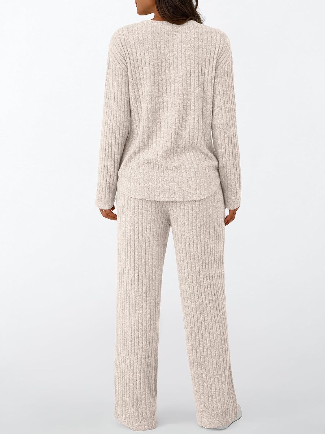 LILLUSORY Women's 2 Piece Matching Lounge Sets 2026 Trendy Fall Outfits | Long Sleeve Henley Top & Drawstring Wide Leg Pants with Pockets, Comfort Material, Travel Airport Vacation Cruise Sweat Suit