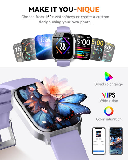 Smart Watches for Women Men, Fitness Tracker Watch with 110 Sports Modes, Step Counter/Sleep Monitor/Pedometer, IP68 Waterproof, Bluetooth Call & Music Control Smartwatch for iPhone/Android,Starlight