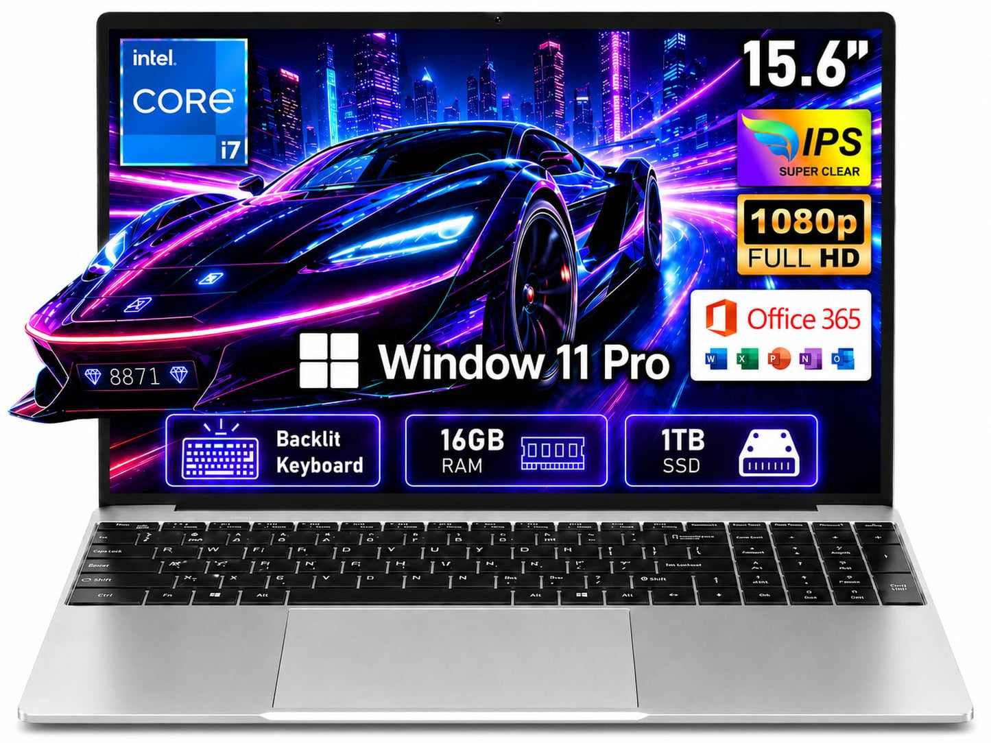Gaming Laptop 2026,15.6 Inch Laptops Computer with 16GB RAM 1TB SSD,Intel Core i7(Up to 3.9GHz),Windows 11 Pro & Office Included,Backlit Keyboard,Portable Laptop for Gaming College Student Business