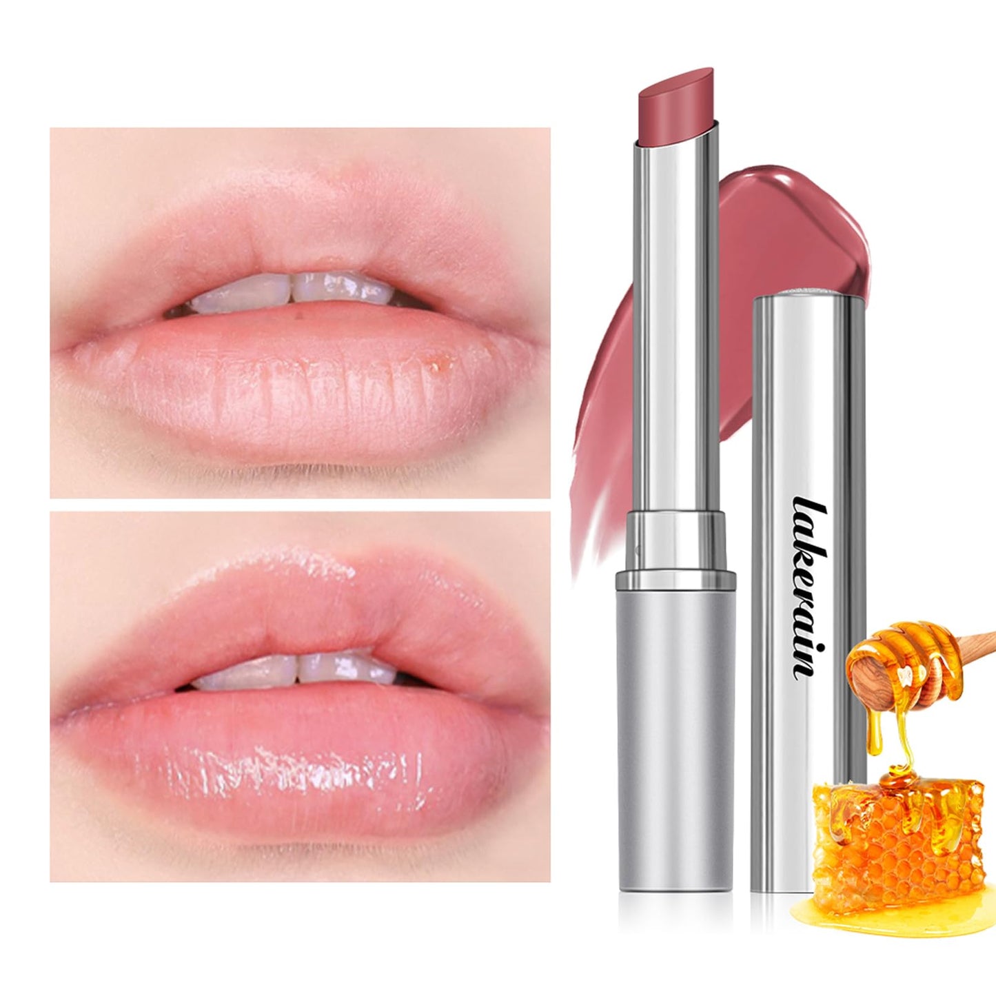 Honey Lipstick Tinted Lip Balm - Sheer Hydrating Lipstick for All Skin Tones - Moisturizing Lip Color, Nourishing Lip Balm with a Hint of Natural Black Cherry Tint