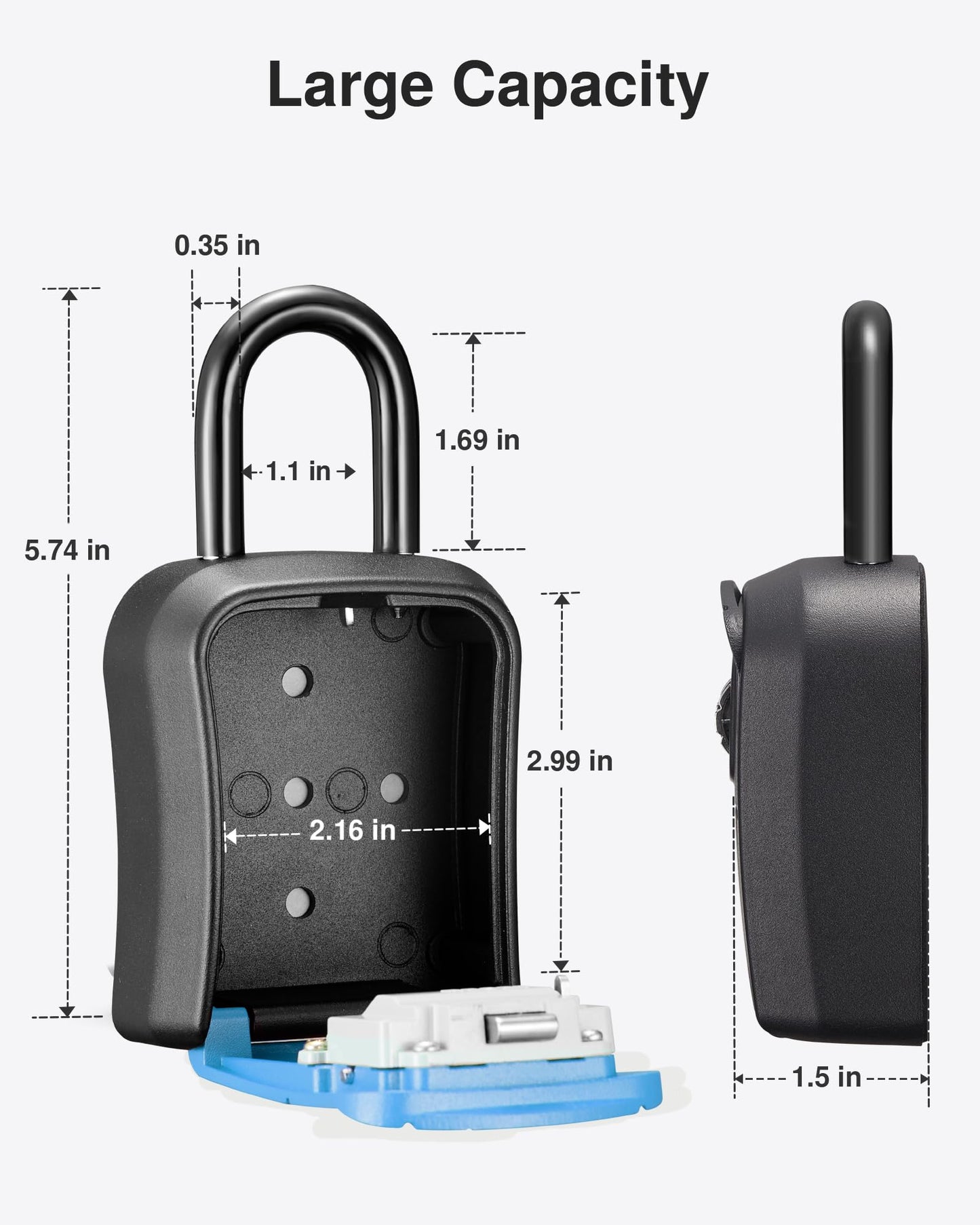 Puroma Key Lock Box, Portable Combination Lockbox Wall-Mounted Key Storage Box for House Keys, Resettable Code Safe Security Lock Box for Home, Office, Apartment Spare Key Storage (1 Pack, Gray)