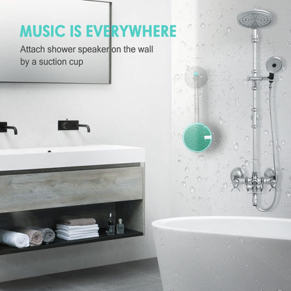 INSMY C12 IPX7 Waterproof Shower Bluetooth Speaker, Portable Small Speaker, Speakers Bluetooth Wireless Loud Clear Sound Support TF Card Suction Cup for Kayak Canoe Beach Gift (Black)