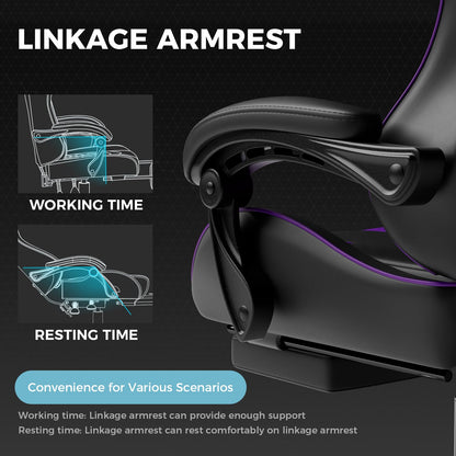 GTPLAYER Gaming Chair, Computer Chair with Footrest and Lumbar Support, Height Adjustable Game Chair with 360°-Swivel Seat and Headrest and for Office or Gaming (Pearl White)