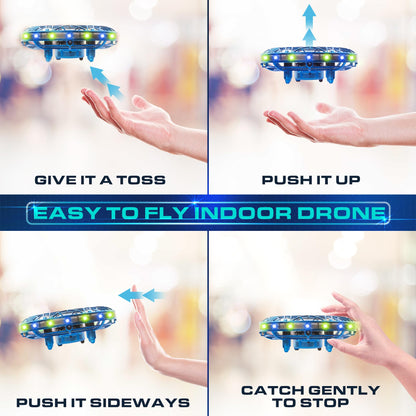 Force1 Scoot Combo Hand Operated Drone for Kids or Adults - Hands Free Motion Sensor Mini Drones, Easy LED Indoor Rechargeable UFO Flying Orb Ball Drone Toys for Boys and Girls (Red/Blue)