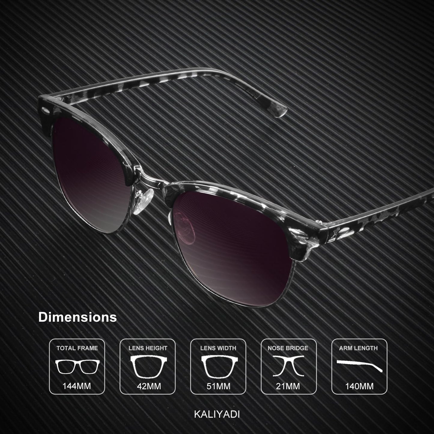 KALIYADI Polarized Sunglasses for Men and Women Semi-Rimless Frame Driving Sun glasses UV Blocking
