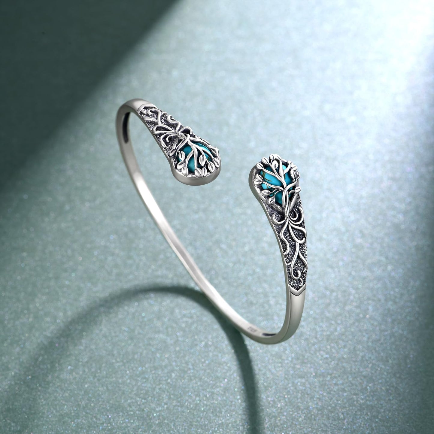 Genuine Turquoise Bracelet for Women 925 Sterling Silver Real Turquoise Cuff Bracelet Vintage Western Jewelry for Women