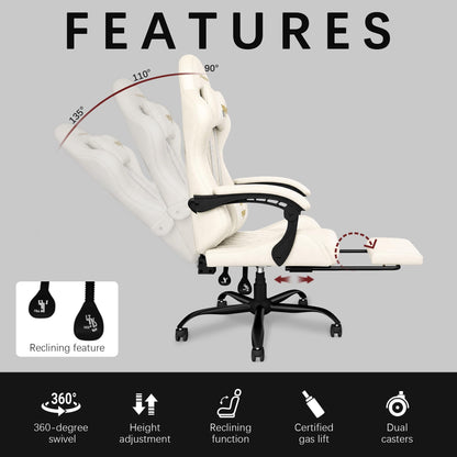 Ergonomic Gaming Chair, RGB LED Lights Computer Chairs with Retractable Footrest, 400 lbs Lumbar Support Linked Armrests Gamer Chair High Back Heavy Duty Video Game Chairs (Black Red)