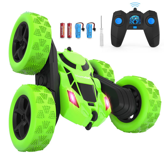Hamdol Remote Control Car for Kids, 360° Rotating Double-Sided RC Car with LED Headlights, 4WD 2.4GHz Electric Rechargeable Toy Vehicle for Boys and Girls, Perfect Birthday