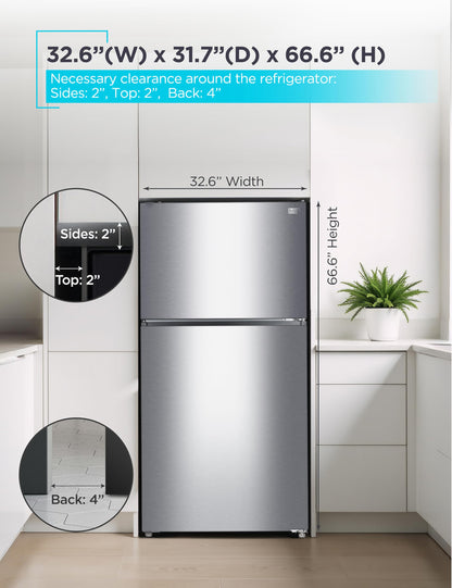 BLACK+DECKER 16.4 Cu. Ft. Top Mount Refrigerator with Freezer, 2 Door Refrigerator with Top Freezer and Separate Temperature Controls, Auto Defrost, BR1640KW, White
