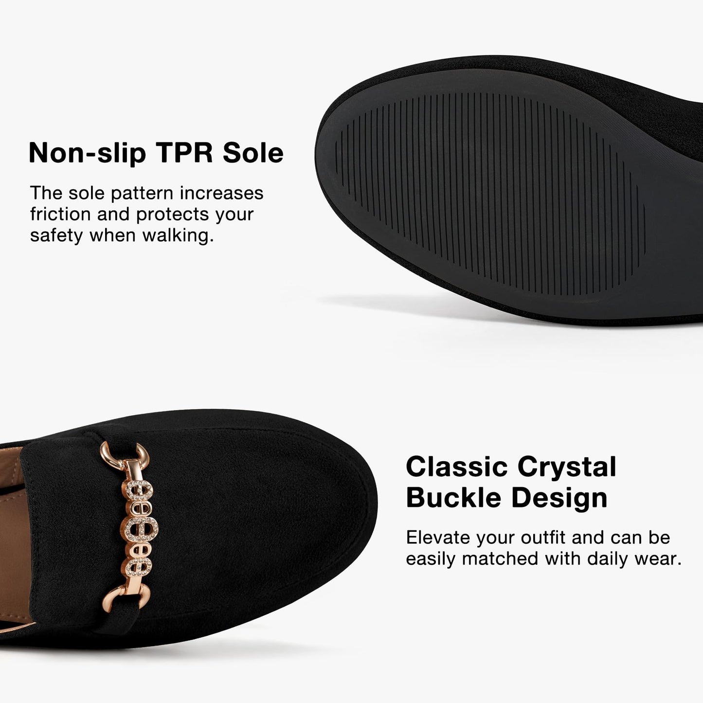 Womens Mules Buckle Flats: Classic Suede Slip On Shoes Dressy Closed Toe Backless Slides Loafers 2026 for Business Work Office Casual
