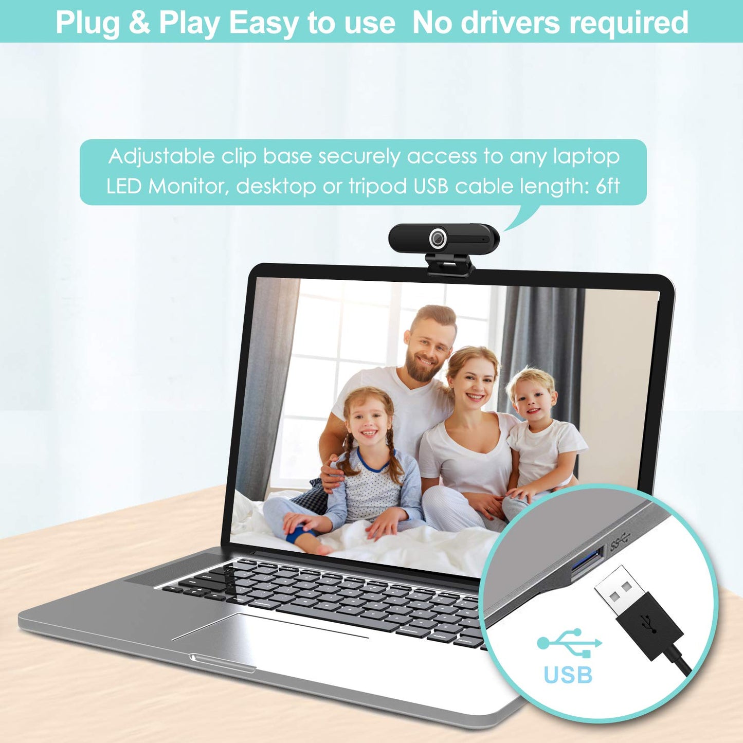 ToLuLu Streaming Webcam 2K 50FPS Web Cam, LED RGB Webcam with Microphone and Light, Autofocus Computer Camera with Cover and Tripod, Plug-Play USB Web cam for PC Desktop/MacBook Gaming Video Calling