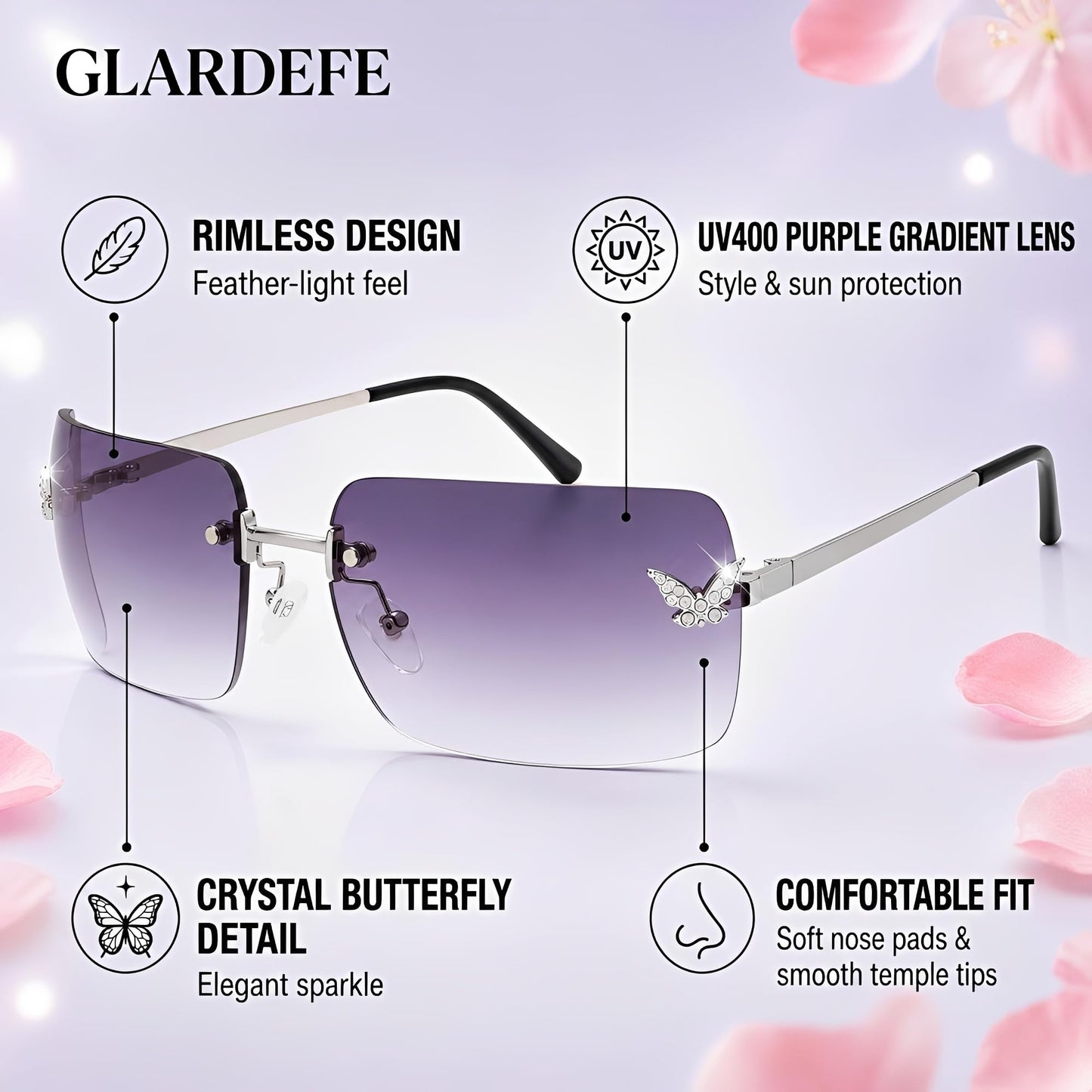 Y2k Sunglasses for Women - Trendy Rimless 2000s Fashion Sun Glasses Rave Shades