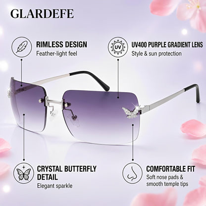 Y2k Sunglasses for Women - Trendy Rimless 2000s Fashion Sun Glasses Rave Shades