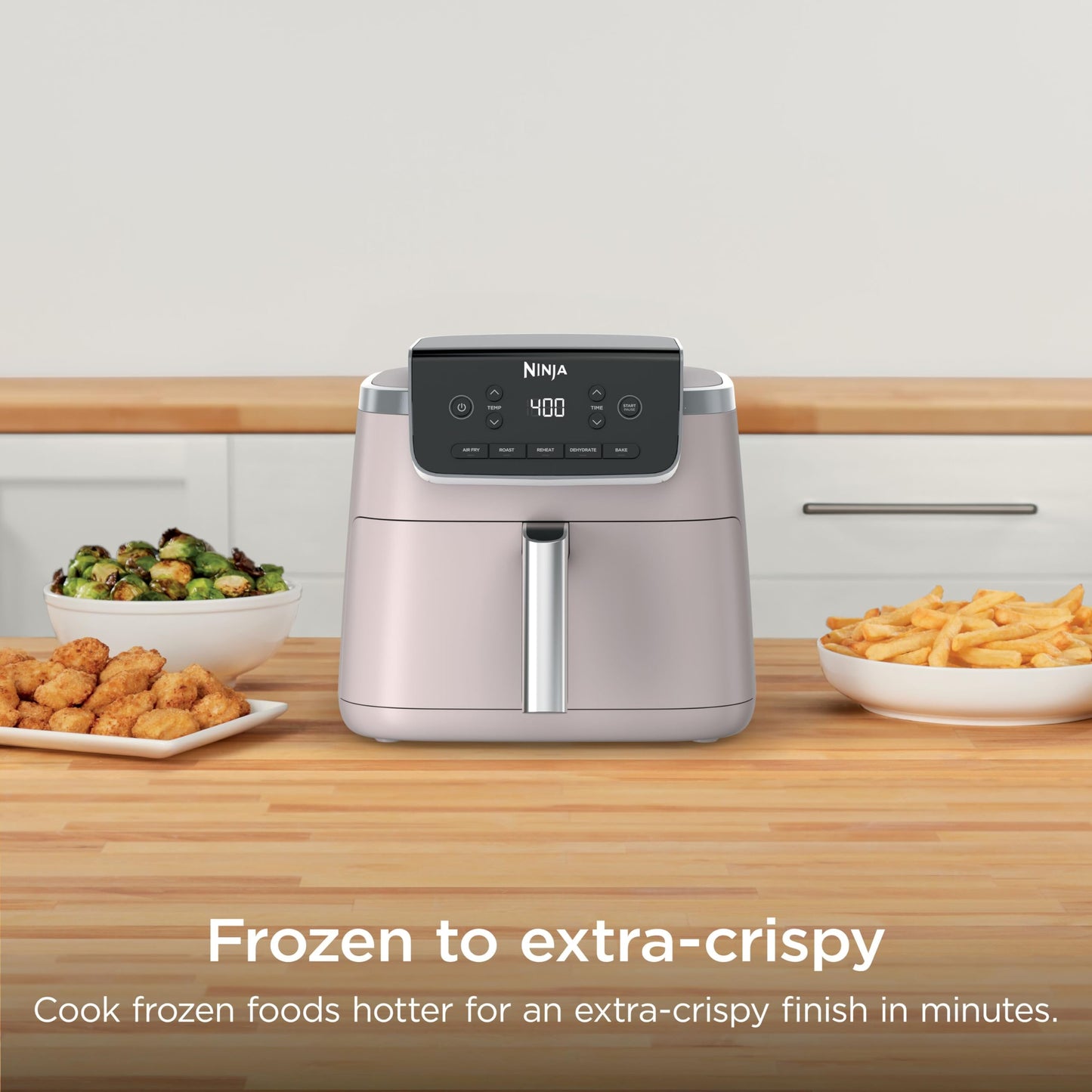 Ninja Air Fryer with Air Crisp | 5 QT Capacity fits up to 4lbs of Fries | 4-in-1 Pro Air Fry, Roast, Reheat, Dehydrate | 400°F Max Temp | 1750 Watts | W/Nonstick Basket & Crisper Plate | Grey | AF141