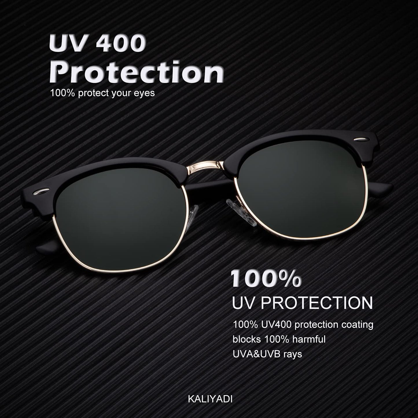 KALIYADI Polarized Sunglasses for Men and Women Semi-Rimless Frame Driving Sun glasses UV Blocking
