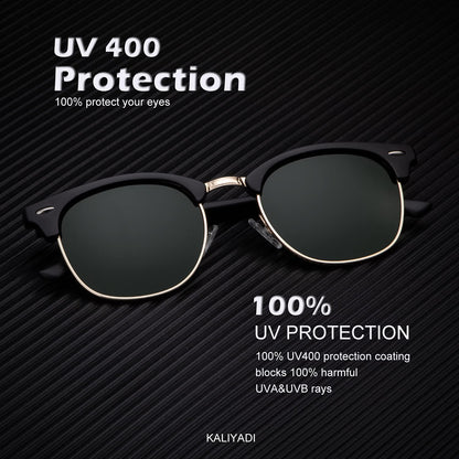 KALIYADI Polarized Sunglasses for Men and Women Semi-Rimless Frame Driving Sun glasses UV Blocking