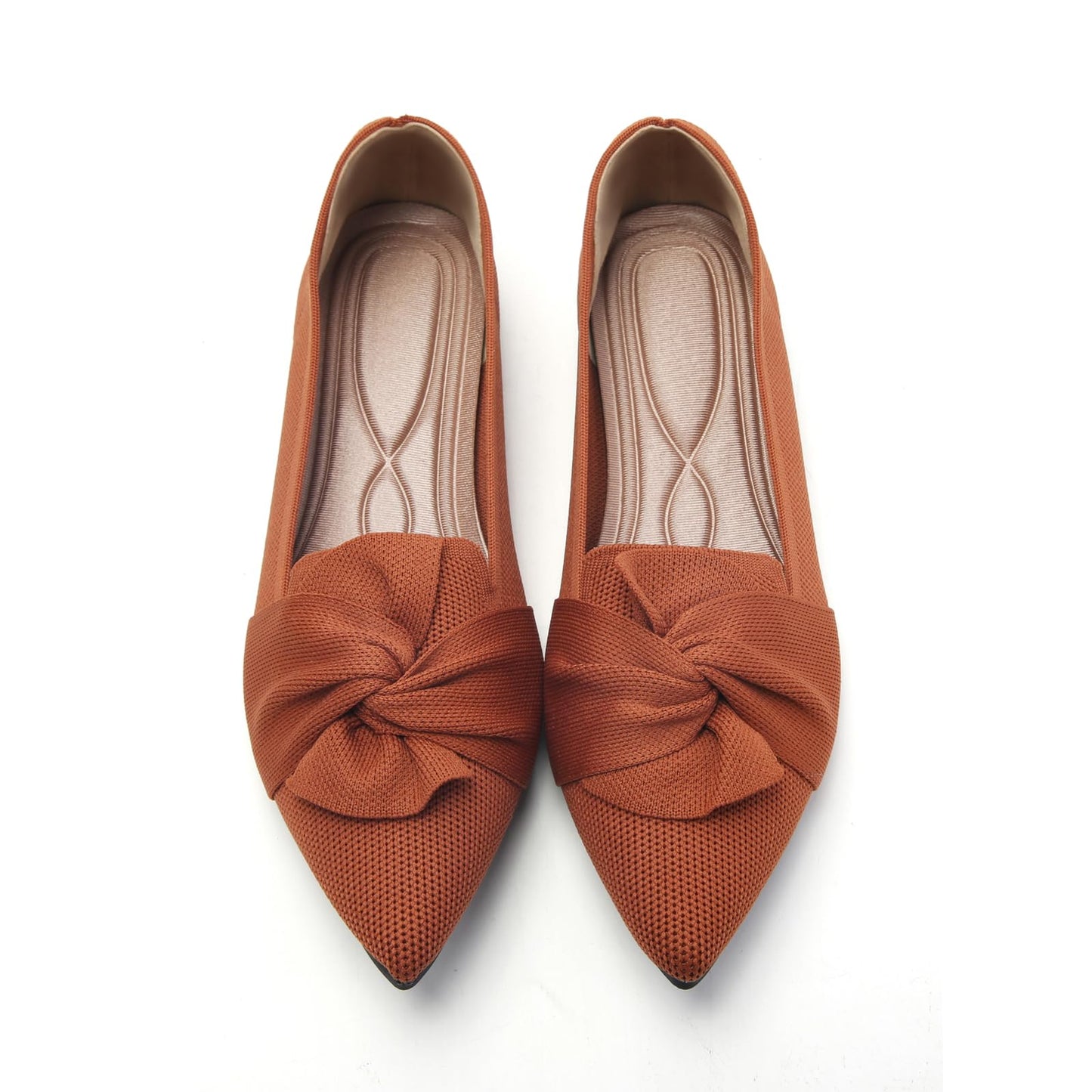 HIULYCENCE Flats for Womens Pointed Toe Ballet Flats with Bow Comfortable Knit Dressy Flats