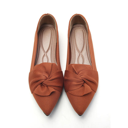 HIULYCENCE Flats for Womens Pointed Toe Ballet Flats with Bow Comfortable Knit Dressy Flats