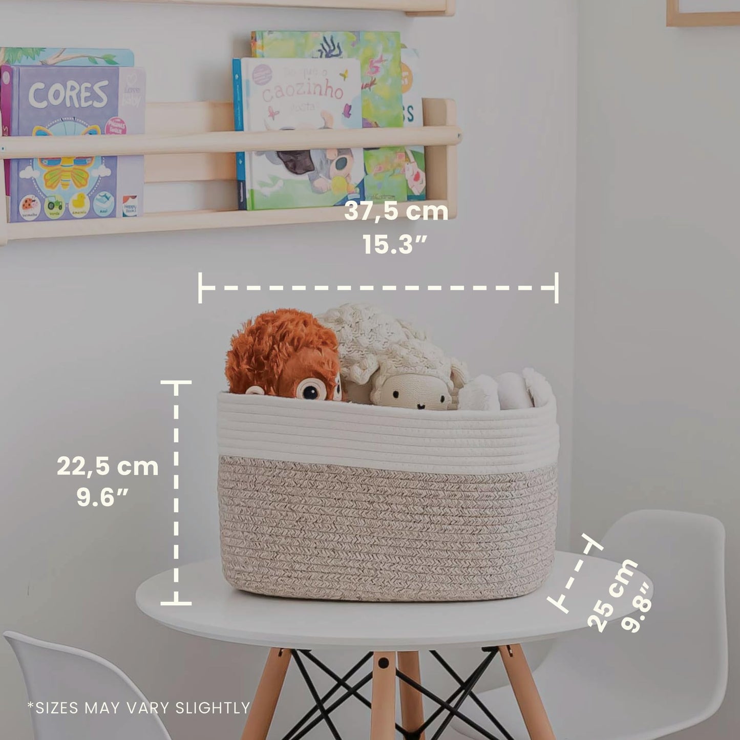 Light Honey Cotton Rope Baskets for Shelves, Set of 3 - 15"×10"×9½" - Woven Storage Baskets for Organizing - Closet, Nursery, Bedroom, Playroom - Toys, Books, Towels, Clothes