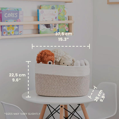 Light Honey Cotton Rope Baskets for Shelves, Set of 3 - 15"×10"×9½" - Woven Storage Baskets for Organizing - Closet, Nursery, Bedroom, Playroom - Toys, Books, Towels, Clothes