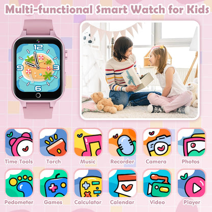 Luyiilo Smart Watch for Kids, with 26 Puzzle Games, Touch Screen, HD Camera, Alarm Clock, Toys for Ages 4-12 Years Old.Birthday Gift for Boys Girls (Blue)