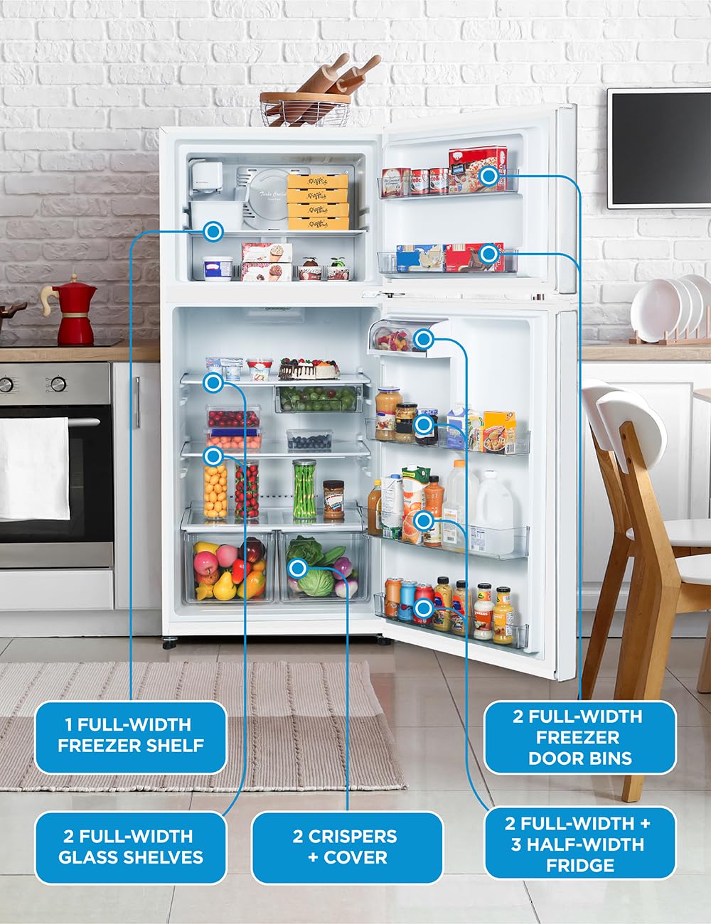 Commercial Cool 20 Cu. Ft. Top Mount Refrigerator with Freezer, 2-Door Refrigerator with Top Freezer and Adjustable Temperature Control, Ice Maker Ready, Energy Star Certified, Stainless Look