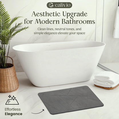 Quick Dry Shower Stone Bath Mat, Super Absorbent & Non-Slip 24 x 16 Inch Diatomaceous Earth Mat, Durable & Easy to Clean Diatomite Bath Mat for Bathroom Floor/Kitchen (River Silt)