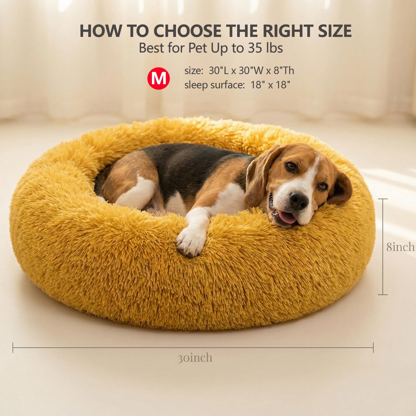 Small Calming Dogs Bed for Small Dogs Anti-Anxiety Machine Washable Fluffy Luxury Anti-Slip Waterproof Mute Base Warming Cozy Soft Pet Puppy Round Bed