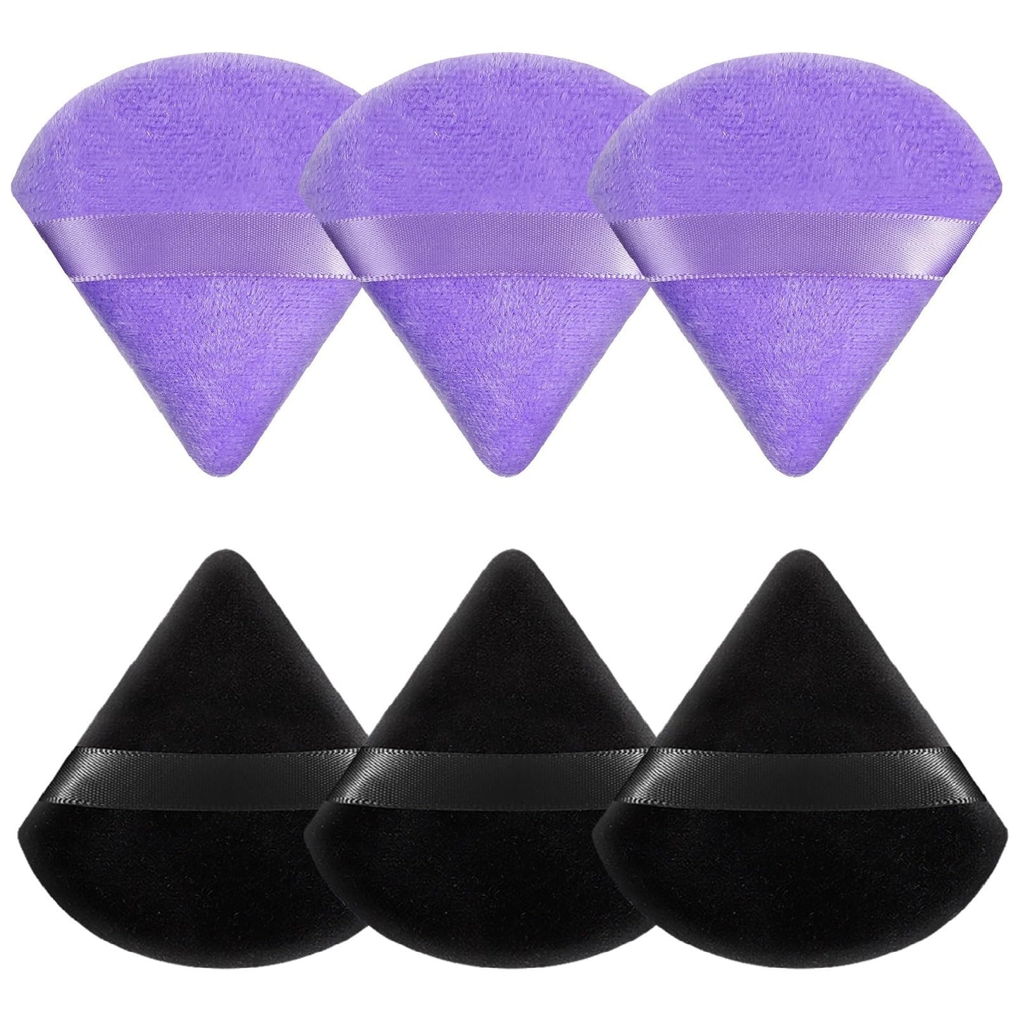 Pimoys 6 Pieces Powder Puff, Face Makeup Sponge Soft Velour Triangle Powder Puffs Beauty Sponge for Loose Powder (Black, Pink)