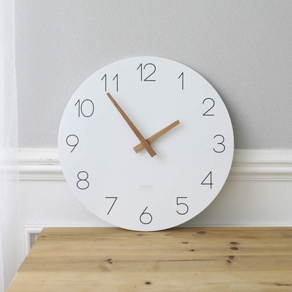 mooas Wooden Frame Flatwood Wall Clock,12" Non-Ticking Sweep Movement Decorative Battery Operated Wall Clock for Home Living Room Kitchen Bedroom Office School (Dark Brown)