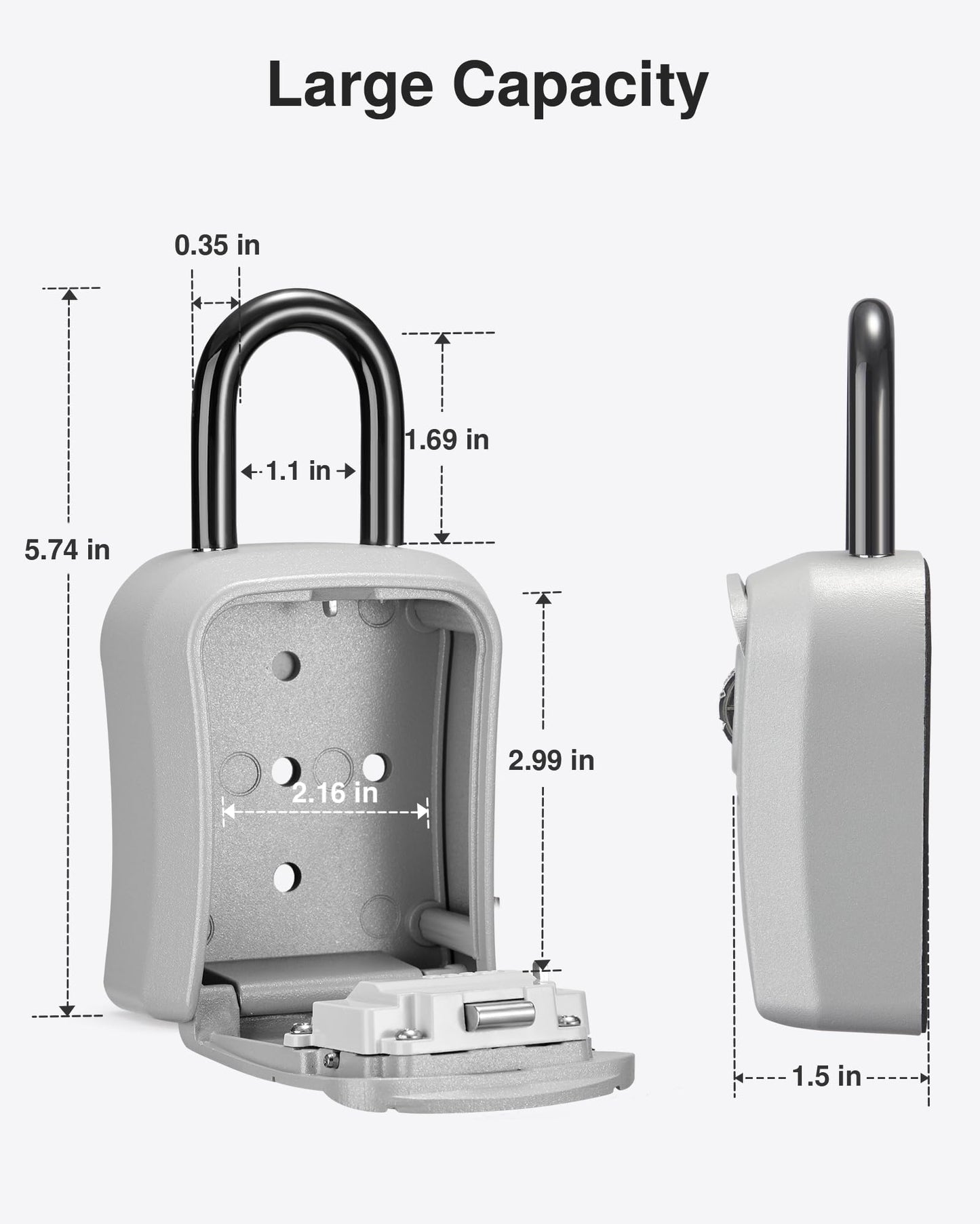 Puroma Key Lock Box, Portable Combination Lockbox Wall-Mounted Key Storage Box for House Keys, Resettable Code Safe Security Lock Box for Home, Office, Apartment Spare Key Storage (1 Pack, Gray)