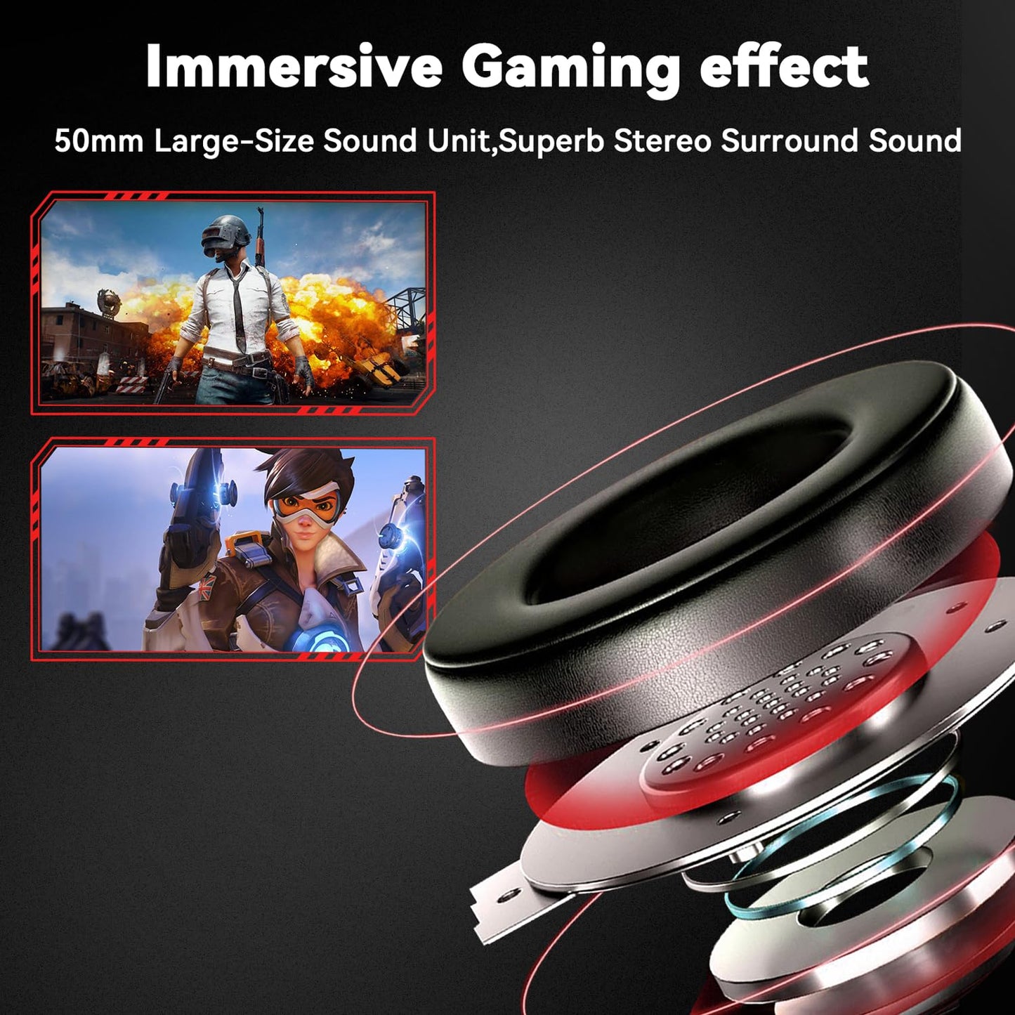 Jimonyer Gaming Headset for PS5 PS4 Xbox Series X|S PC Switch, 7.1 Surround Sound Over Ear Headphones with Noise Canceling Mic, RGB LED Light, Soft Memory Earmuffs Headset for Gaming or Work (Blue)
