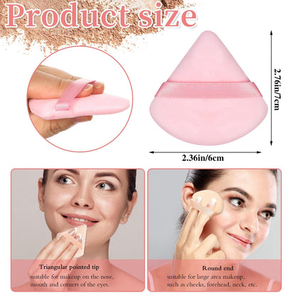 Pimoys 6 Pieces Powder Puff, Face Makeup Sponge Soft Velour Triangle Powder Puffs Beauty Sponge for Loose Powder (Black, Pink)