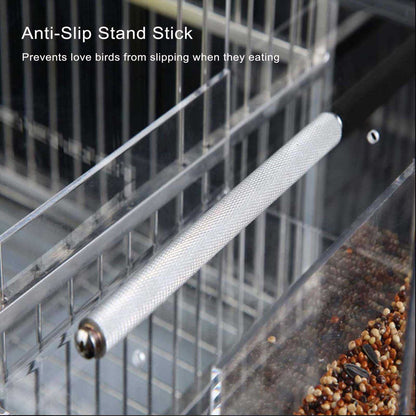 No Mess Bird Feeder for Cage, Automatic Acrylic Bird Feeder Seed Catcher Tray Cage with Stainless Steel Hooks for Small Parrots Canary Parakeet Budgerigar Crested Cockatiel Lovebird (Small)