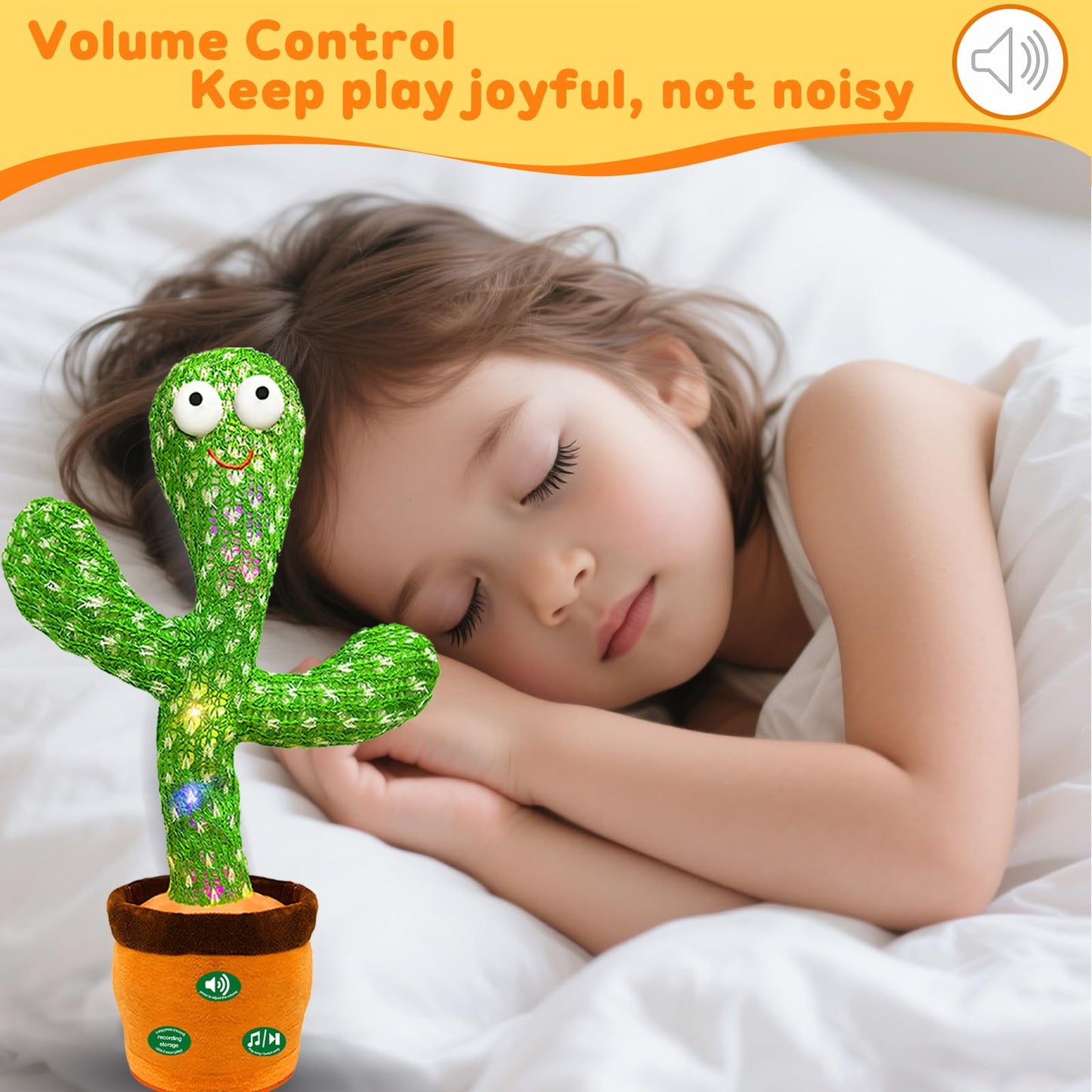 Hunfur Interactive Baby Toys Dancing Talking Cactus Toy,Funny Gift for Infant, Singing Record Repeat What You Say Light Up Toy for Toddler Boy Girl (Volume Adjustment)