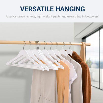 Amber Home 30 Pack Wooden Coat Hangers, Natural Wood Suit Hangers with Non-Slip Pant Bar, Clothes Hangers for Closet Organization, Shirts, Jackets, Dresses, and Pants (Natural, 30)